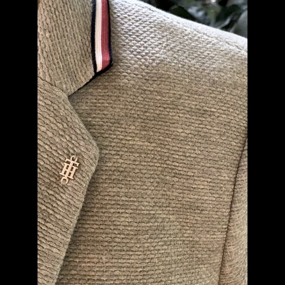Tommy Hilfiger Pinstripe One-Button Patch Sleeve Gray Blazer SZ 14 - Picture 5 of 10